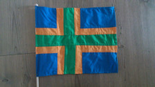 Vendelbrog flag på pind Vendelbrog flag på 60 cm træpind med knop